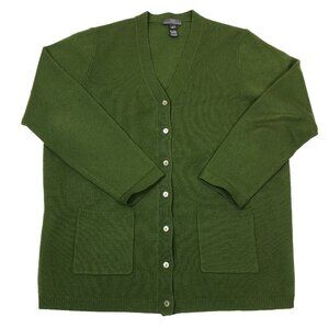 Folio Saks Fifth Avenue Mens Green Wool Cashmere Button Cardigan Sweater Size XL